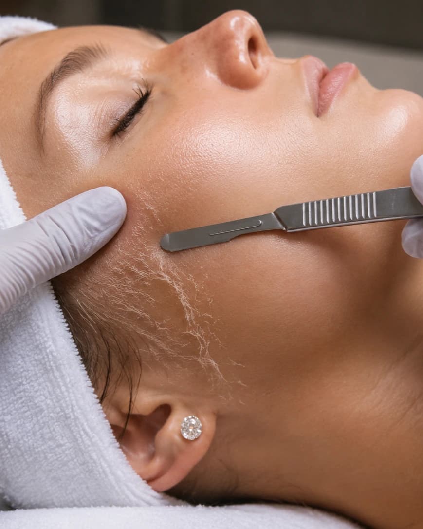 Tratamiento de dermaplaning sobre el rostro